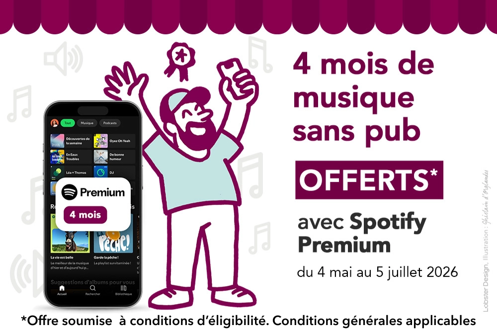 4 mois de musique sans pub offerts avec Spotify Premium